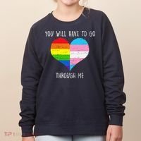 Retro You Will Have To Go Through Me Lgbtq Transg Women's Sweatshirt thumb 0