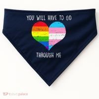 Retro You Will Have To Go Through Me Lgbtq Transg USA-Made Doggie Bandana thumb 0