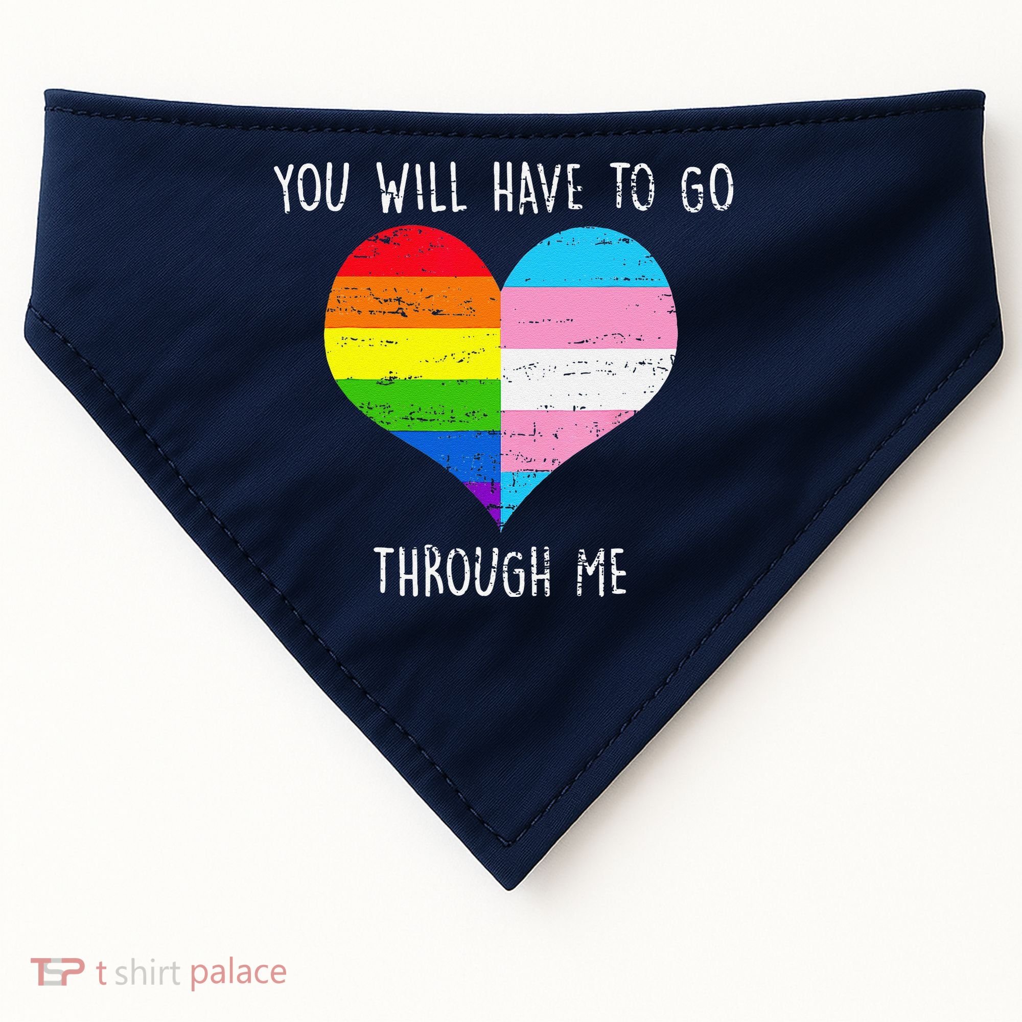 Retro You Will Have To Go Through Me Lgbtq Transg USA-Made Doggie Bandana