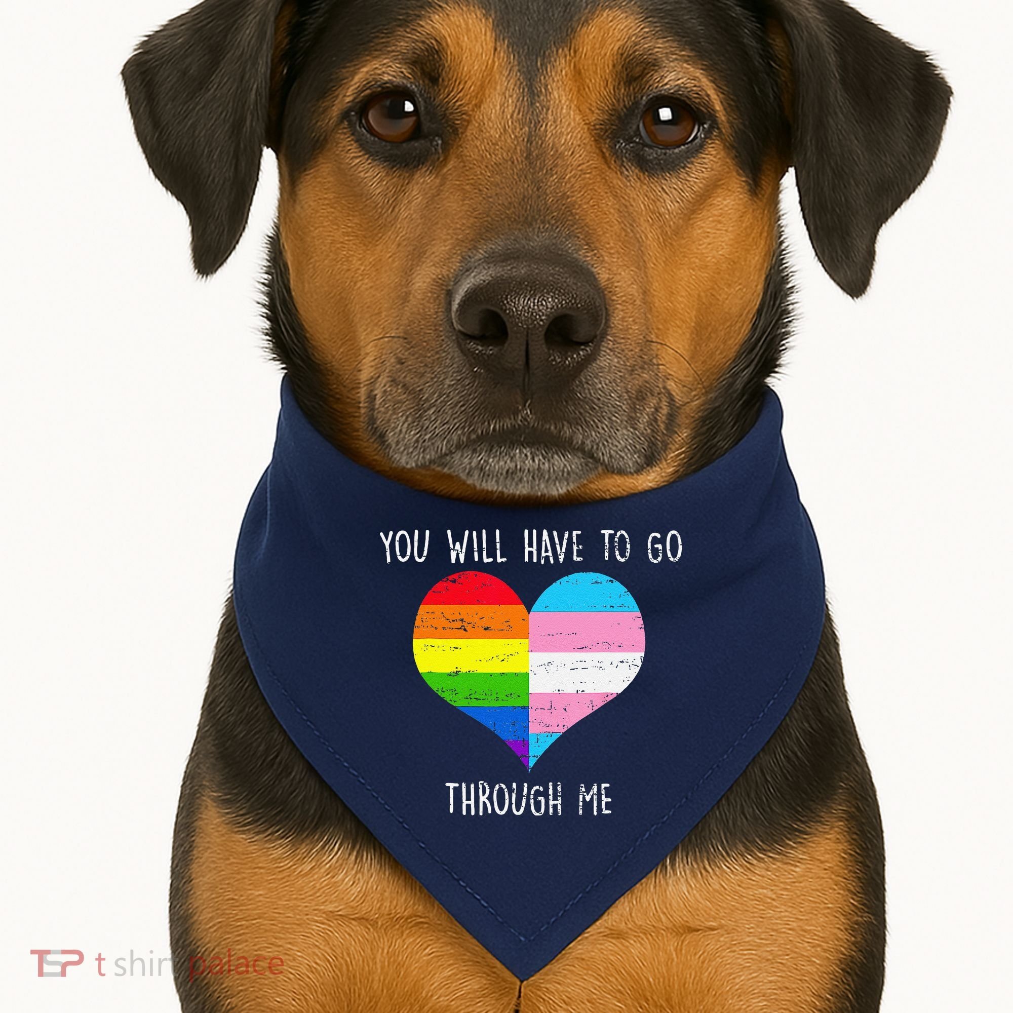 Retro You Will Have To Go Through Me Lgbtq Transg USA-Made Doggie Bandana