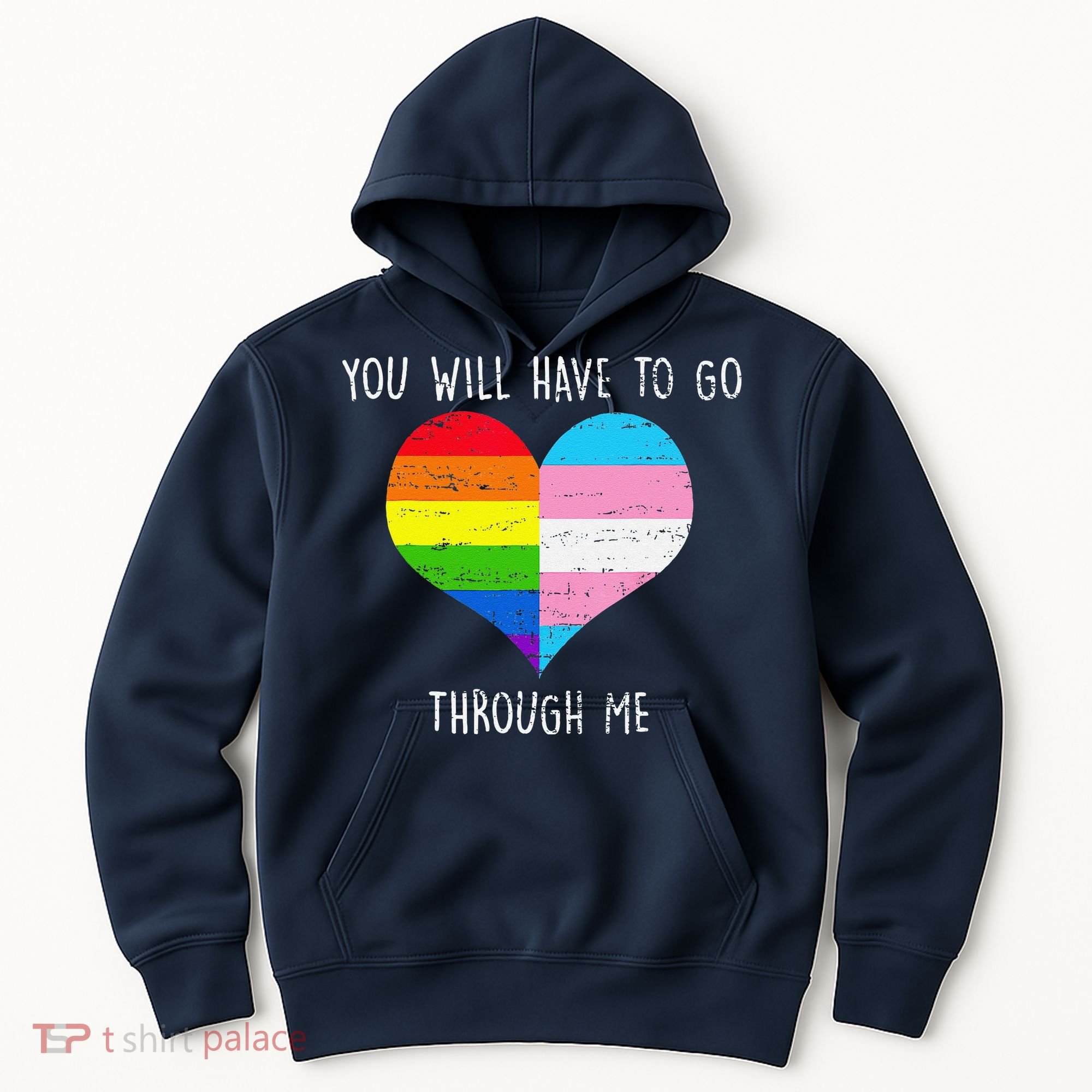 Retro You Will Have To Go Through Me Lgbtq Transg Hoodie