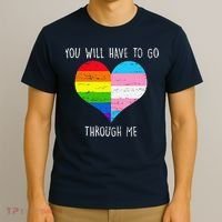 Retro You Will Have To Go Through Me Lgbtq Transg T-Shirt thumb 3