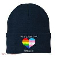 Retro You Will Have To Go Through Me Lgbtq Transg Beanie thumb 0