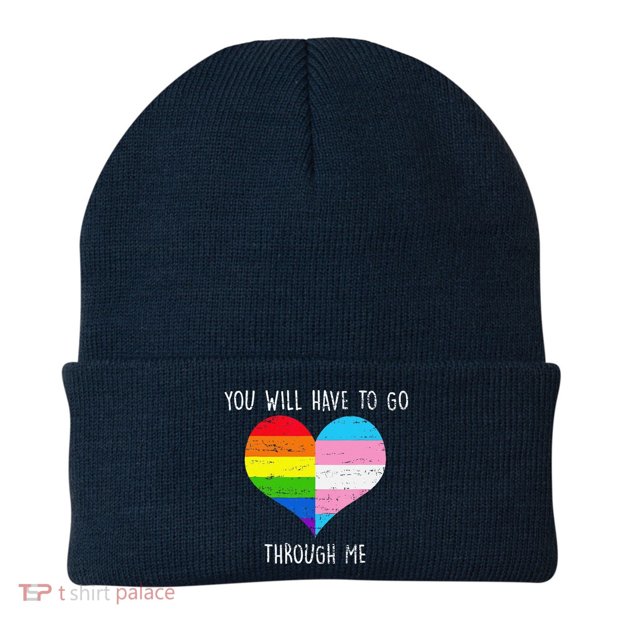 Retro You Will Have To Go Through Me Lgbtq Transg Beanie