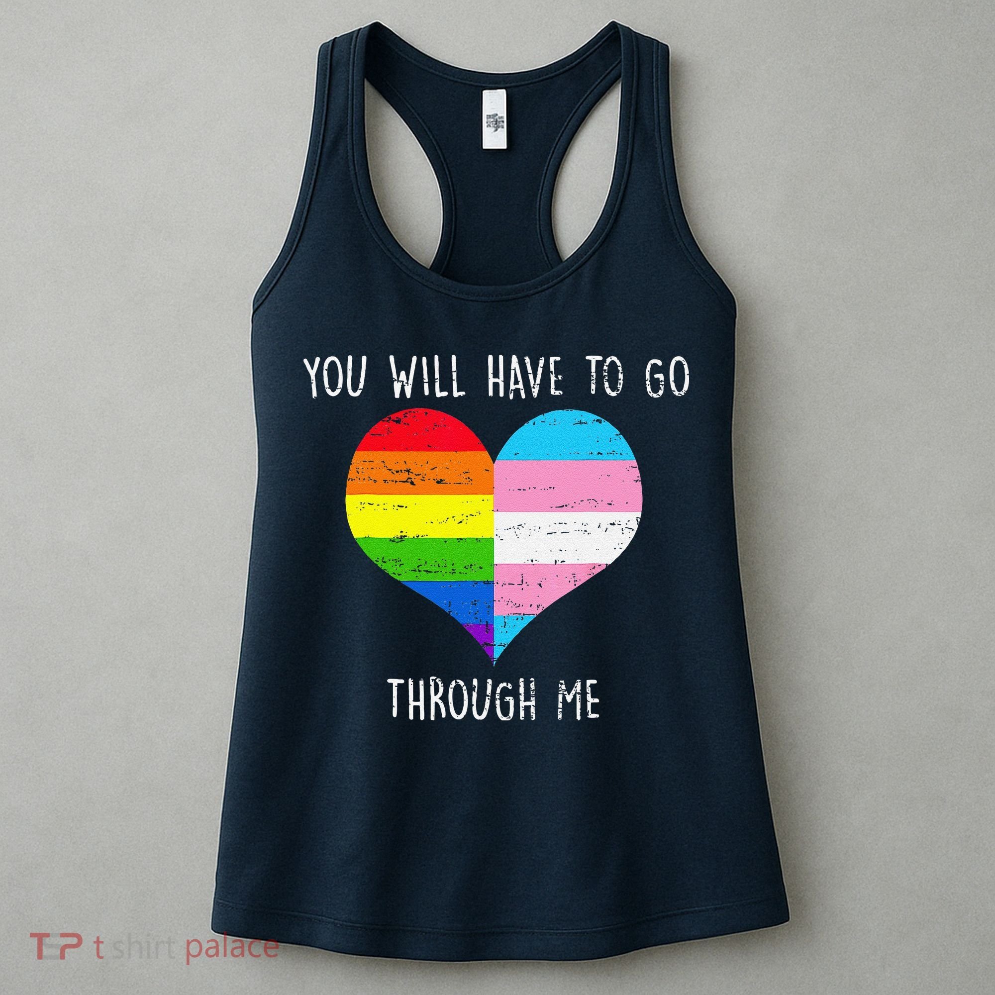 Retro You Will Have To Go Through Me Lgbtq Transg Women's Tank Top