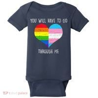 Retro You Will Have To Go Through Me Lgbtq Transg Baby Bodysuit thumb 0