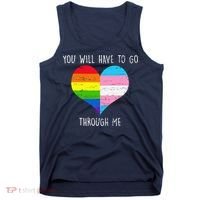 Retro You Will Have To Go Through Me Lgbtq Transg Tank Top thumb 0