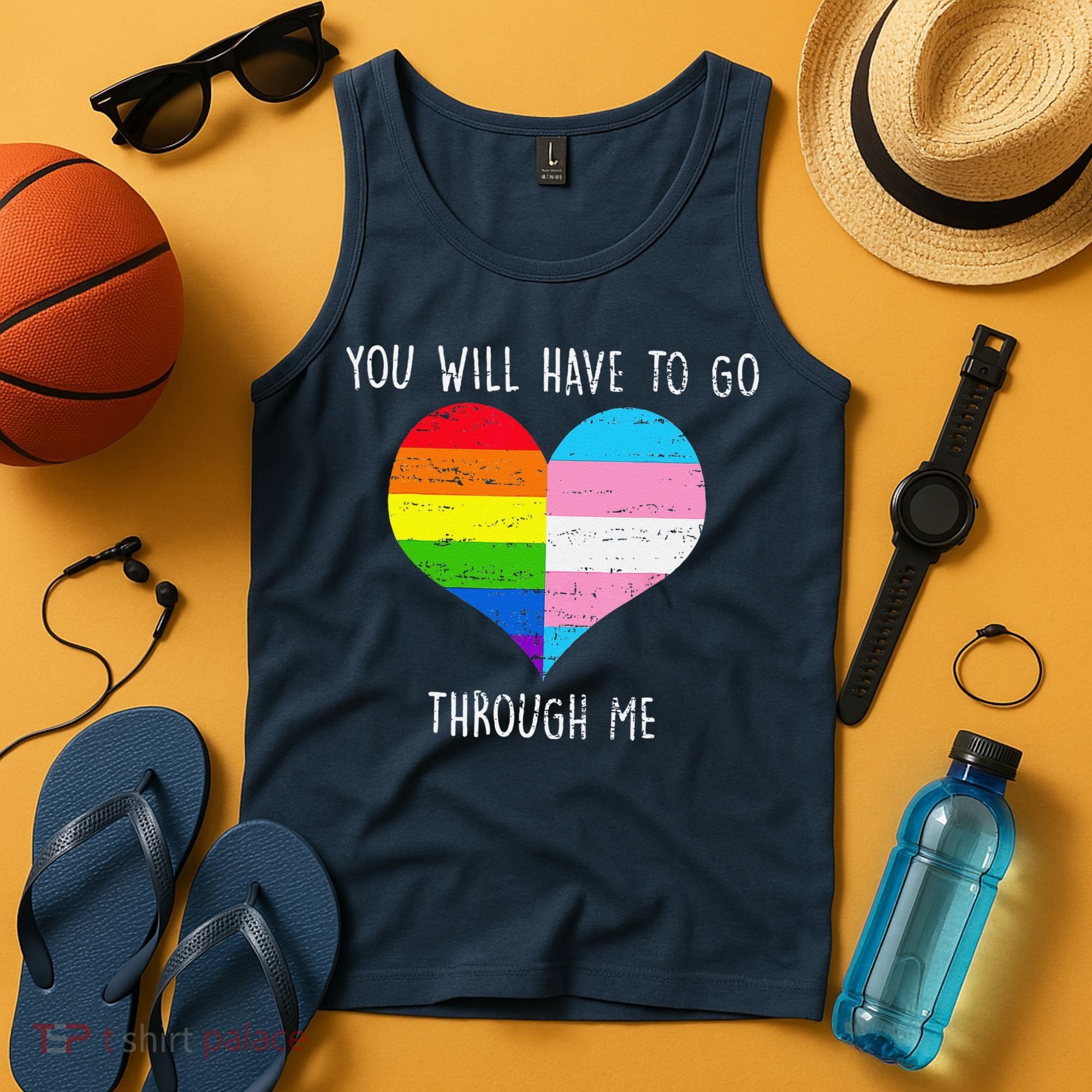 Retro You Will Have To Go Through Me Lgbtq Transg Tank Top