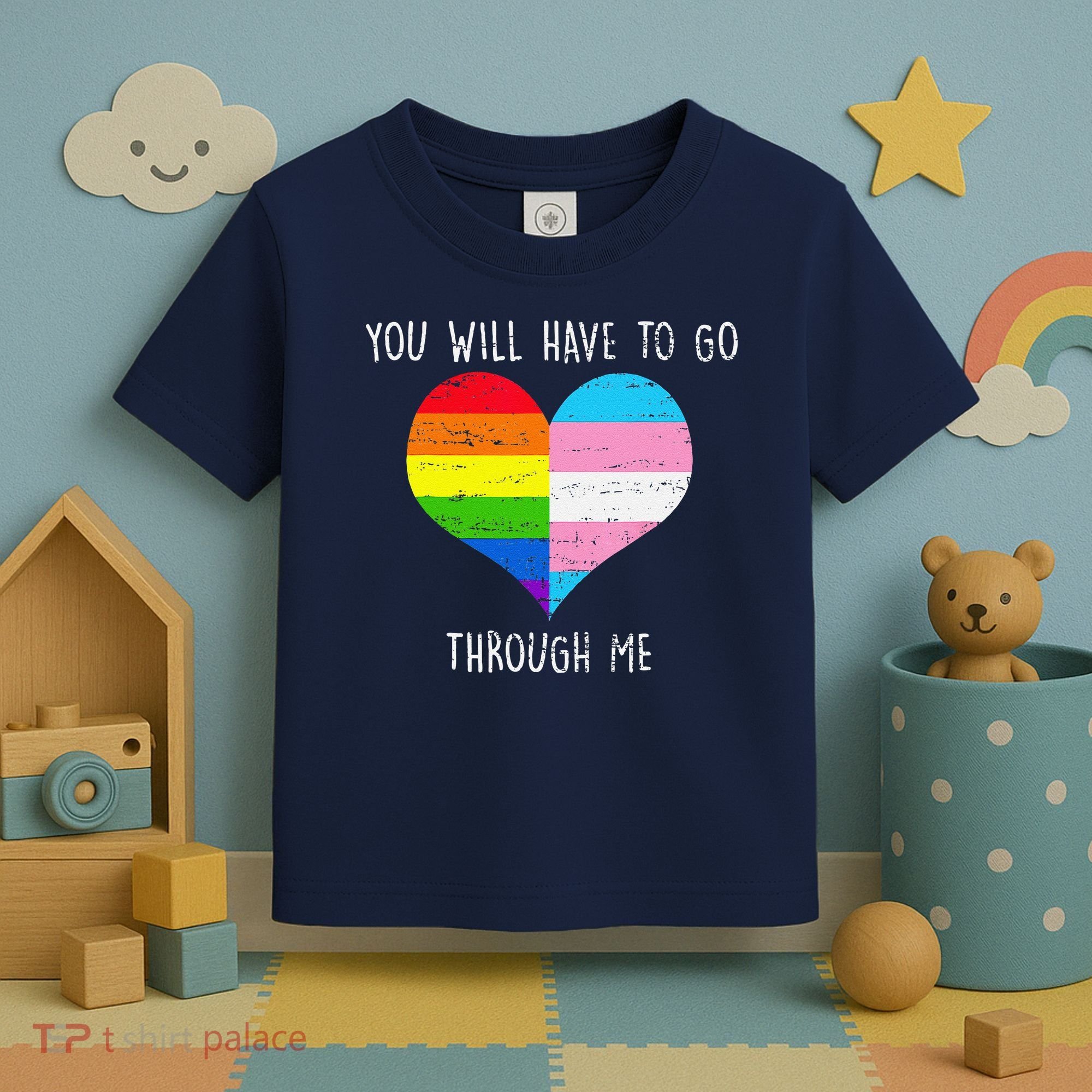 Retro You Will Have To Go Through Me Lgbtq Transg Toddler T-Shirt