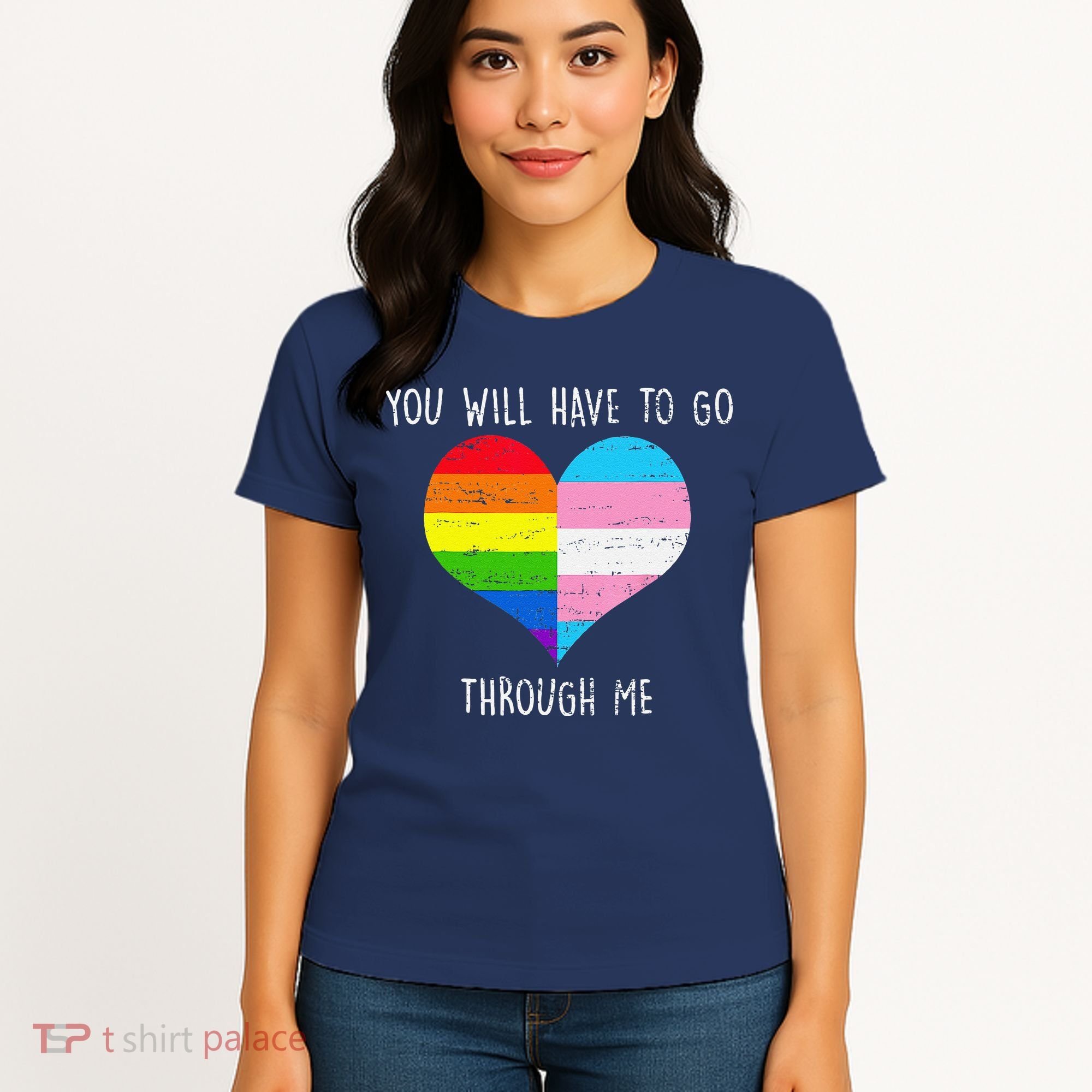 Retro You Will Have To Go Through Me Lgbtq Transg Women's T-Shirt