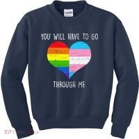 Retro You Will Have To Go Through Me Lgbtq Transg Kids Sweatshirt thumb 0