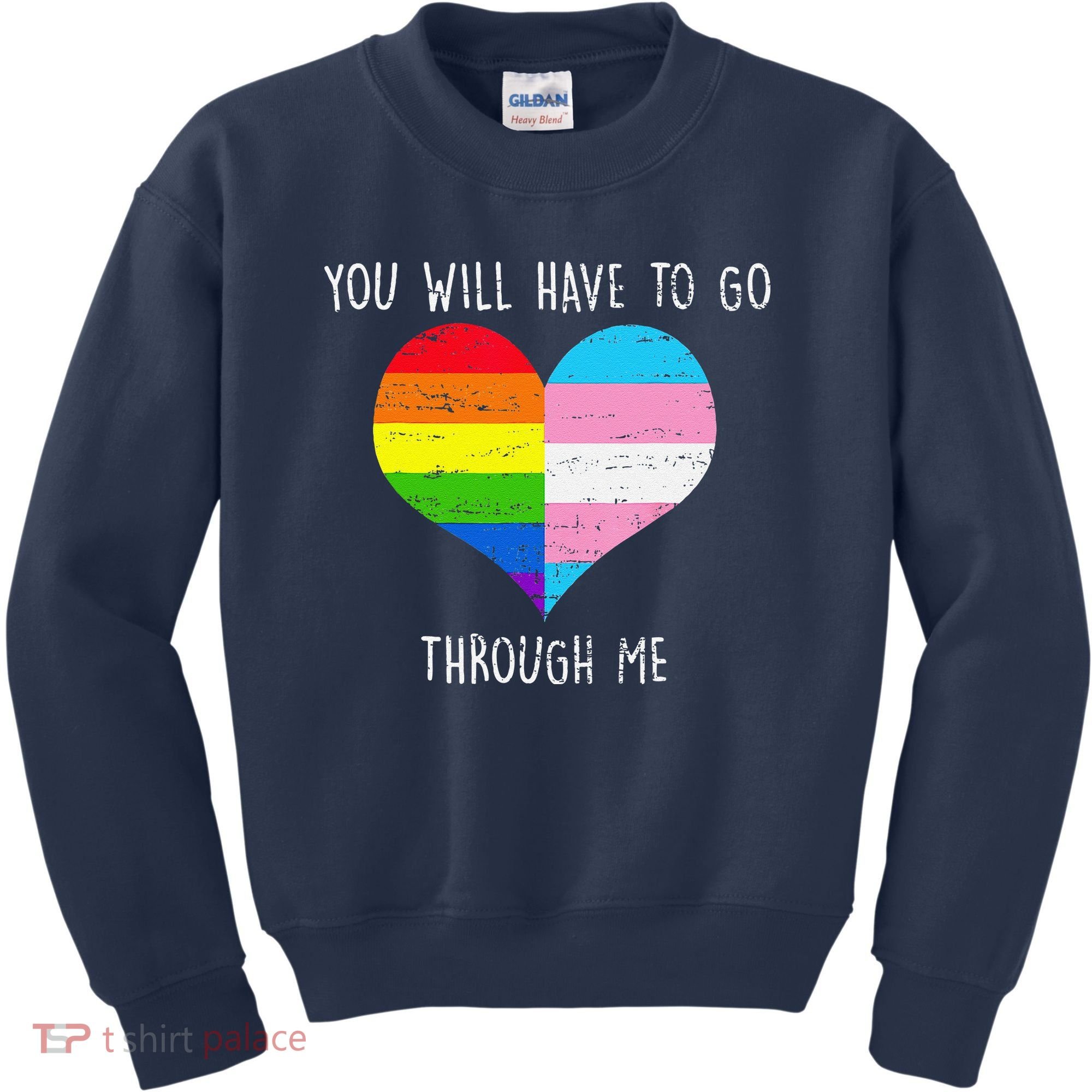 Retro You Will Have To Go Through Me Lgbtq Transg Kids Sweatshirt