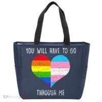 Retro You Will Have To Go Through Me Lgbtq Transg Tote Bag thumb 0