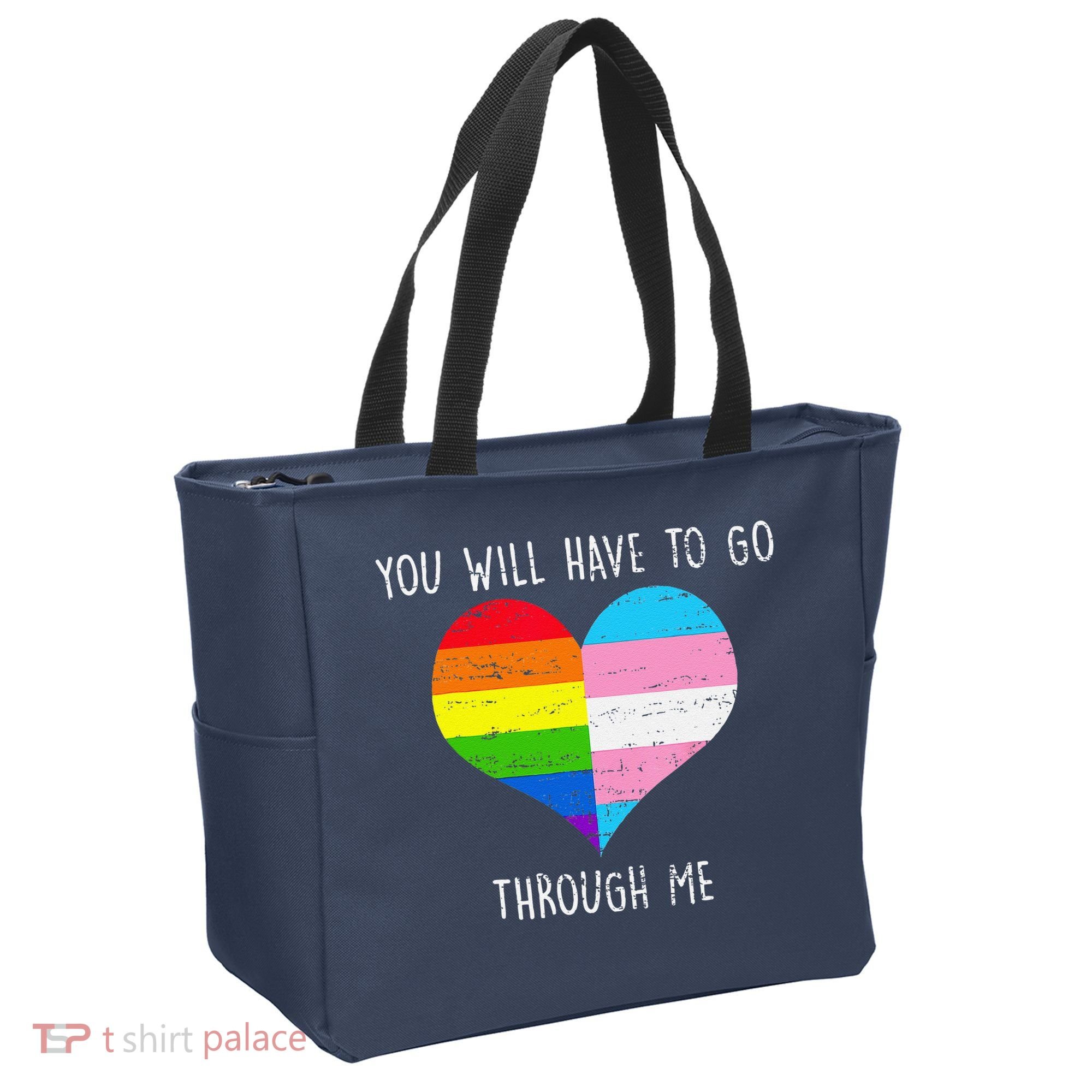 Retro You Will Have To Go Through Me Lgbtq Transg Tote Bag