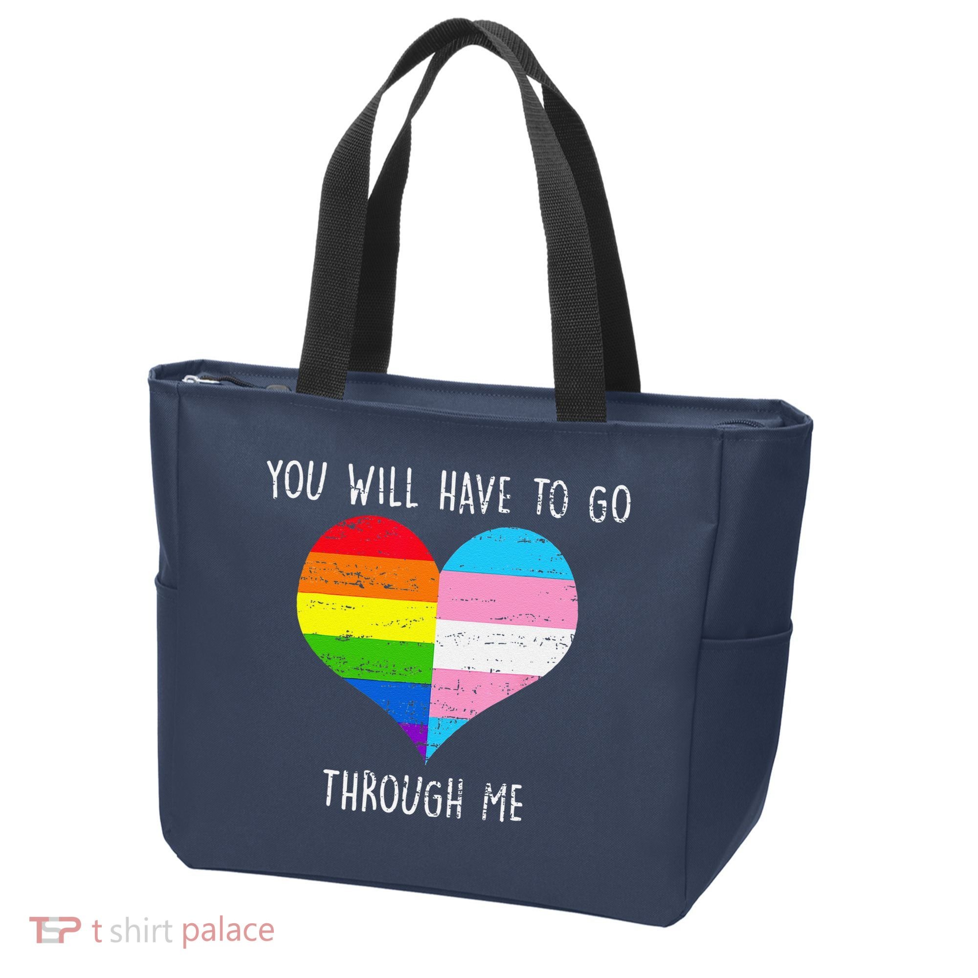 Retro You Will Have To Go Through Me Lgbtq Transg Tote Bag