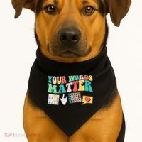 Retro Your Words Matters Speech Therapy Specialist USA-Made Doggie Bandana thumb 1