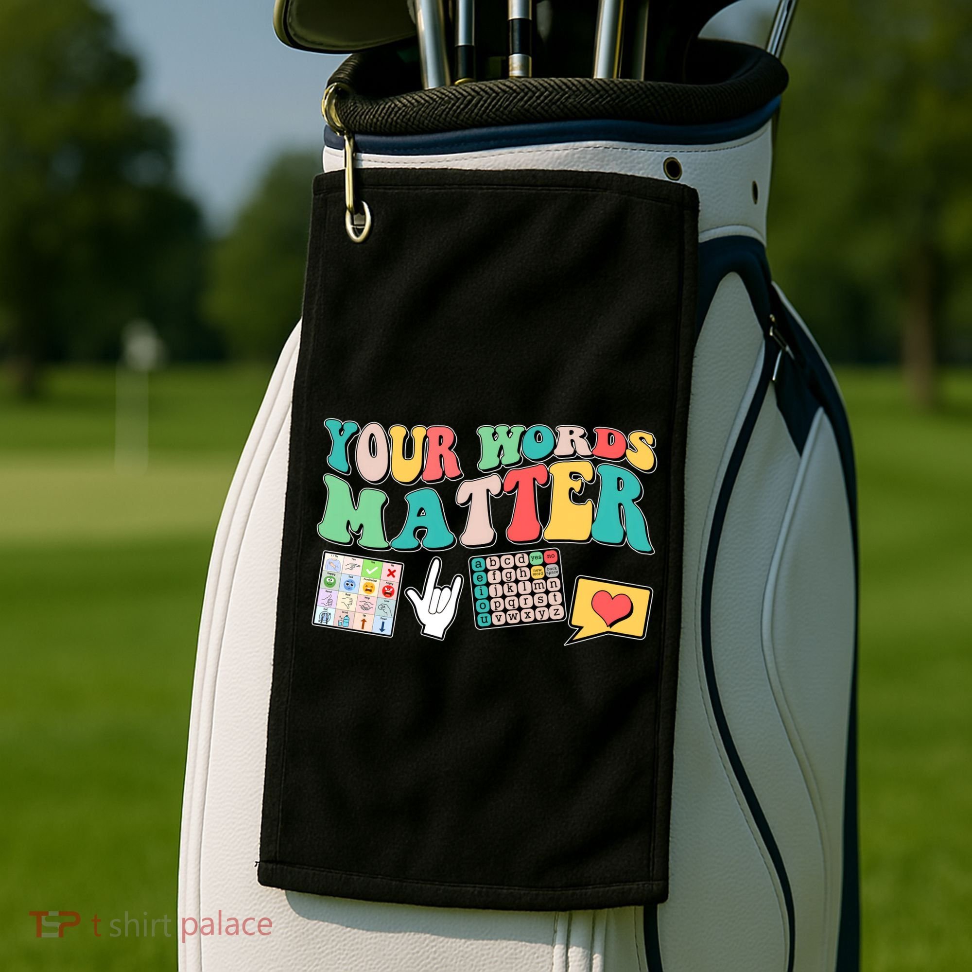 Retro Your Words Matters Speech Therapy Specialist Golf Towel