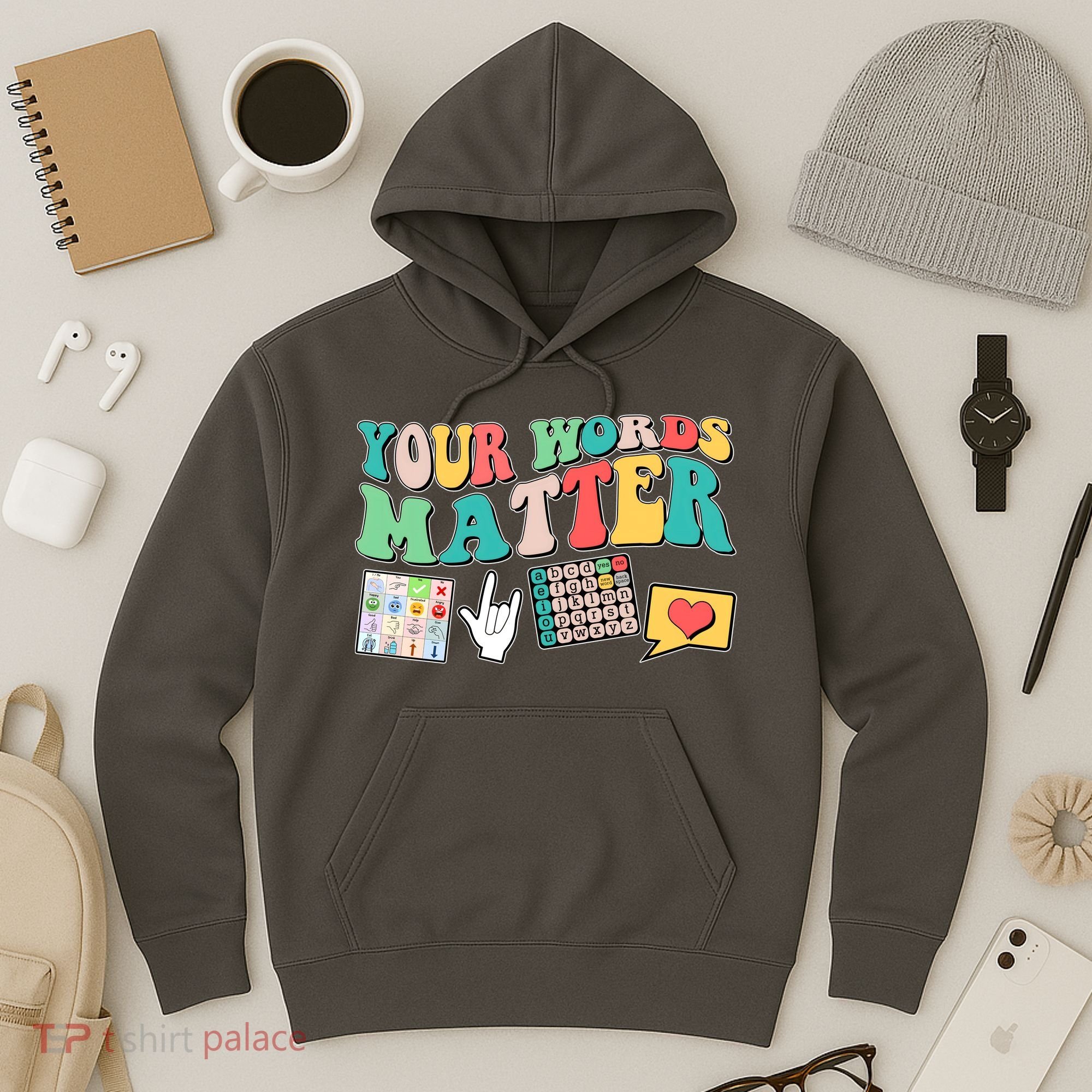 Retro Your Words Matters Speech Therapy Specialist Hoodie