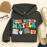 Retro Your Words Matters Speech Therapy Specialist Hoodie thumb 4