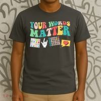 Retro Your Words Matters Speech Therapy Specialist T-Shirt thumb 3