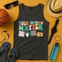 Retro Your Words Matters Speech Therapy Specialist Tank Top thumb 4