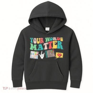 Retro Your Words Matters Speech Therapy Specialist Kids Hoodie