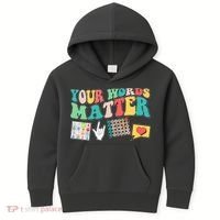 Retro Your Words Matters Speech Therapy Specialist Kids Hoodie thumb 0
