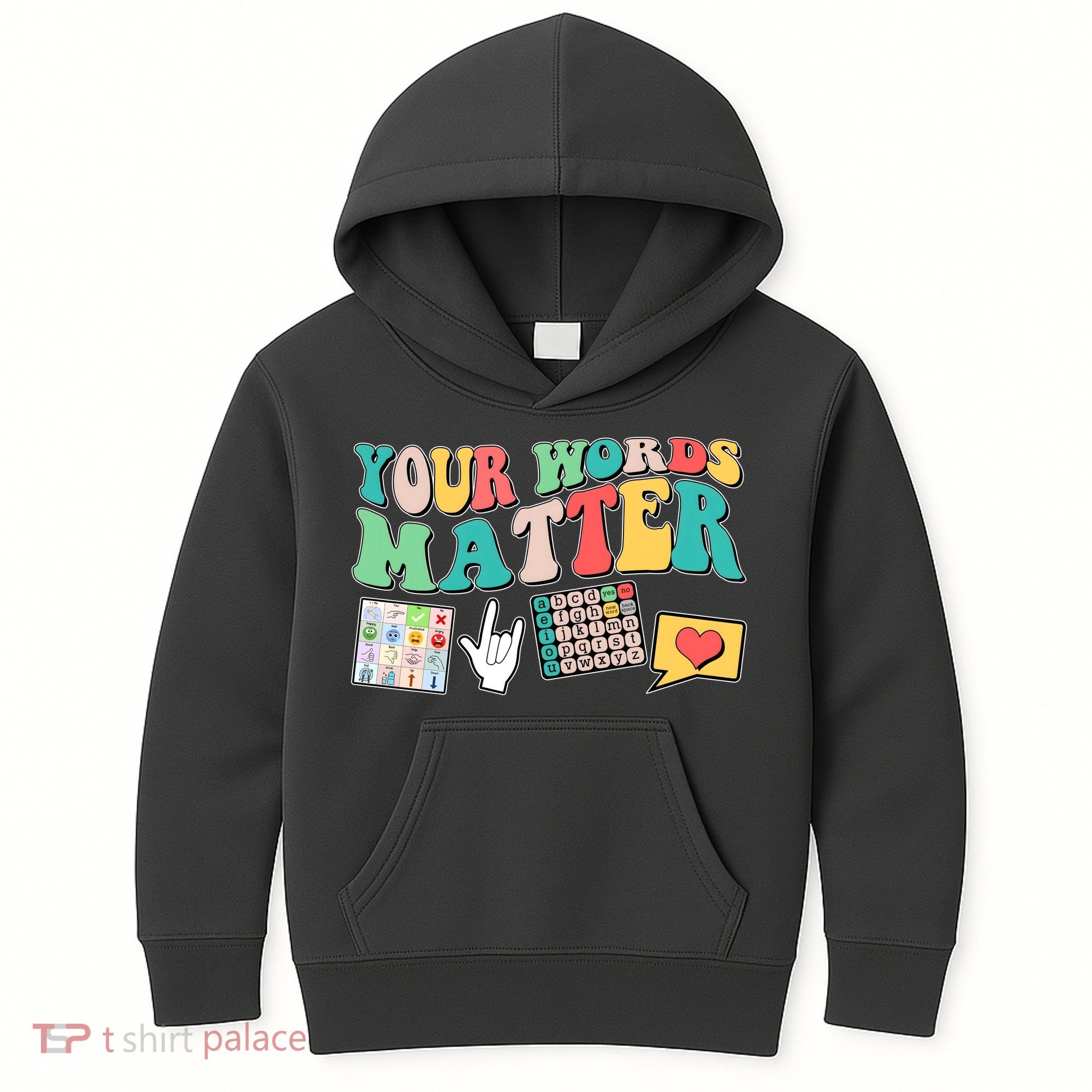 Retro Your Words Matters Speech Therapy Specialist Kids Hoodie