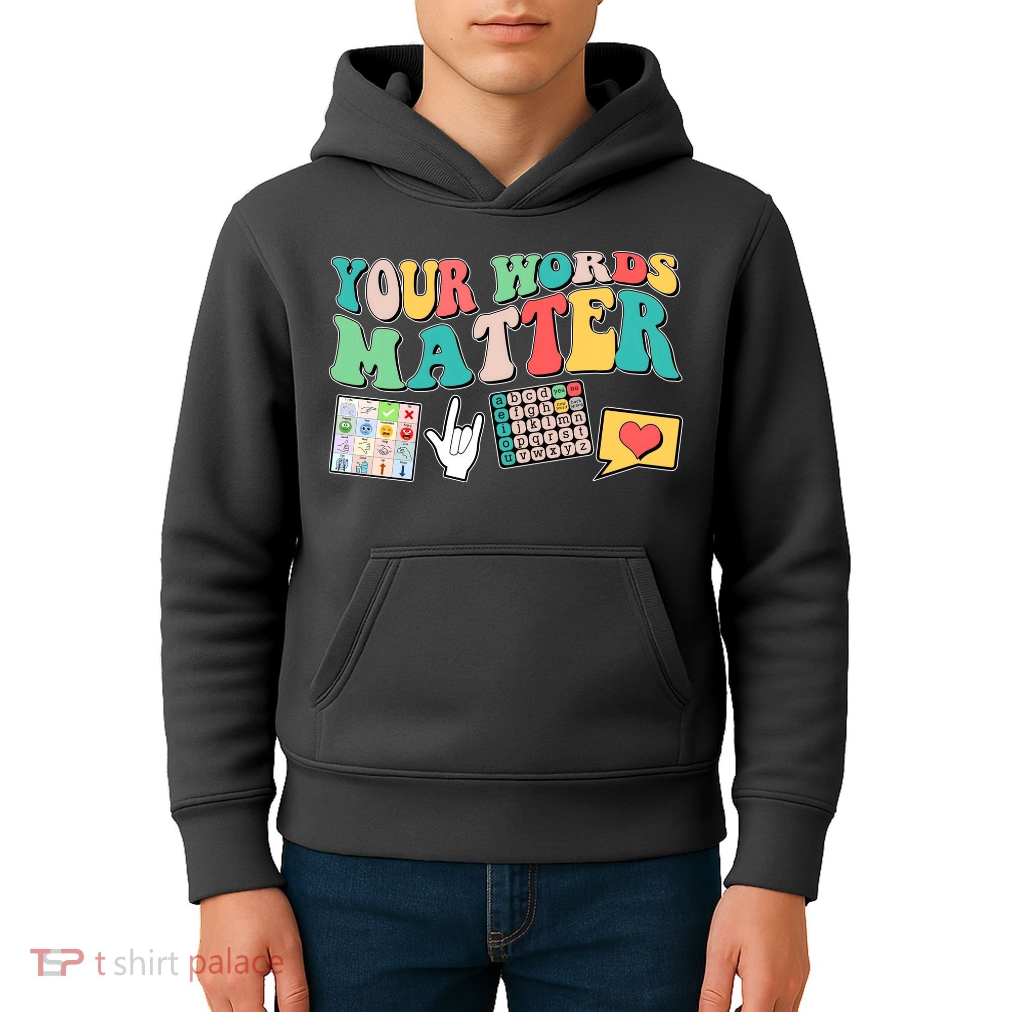 Retro Your Words Matters Speech Therapy Specialist Kids Hoodie