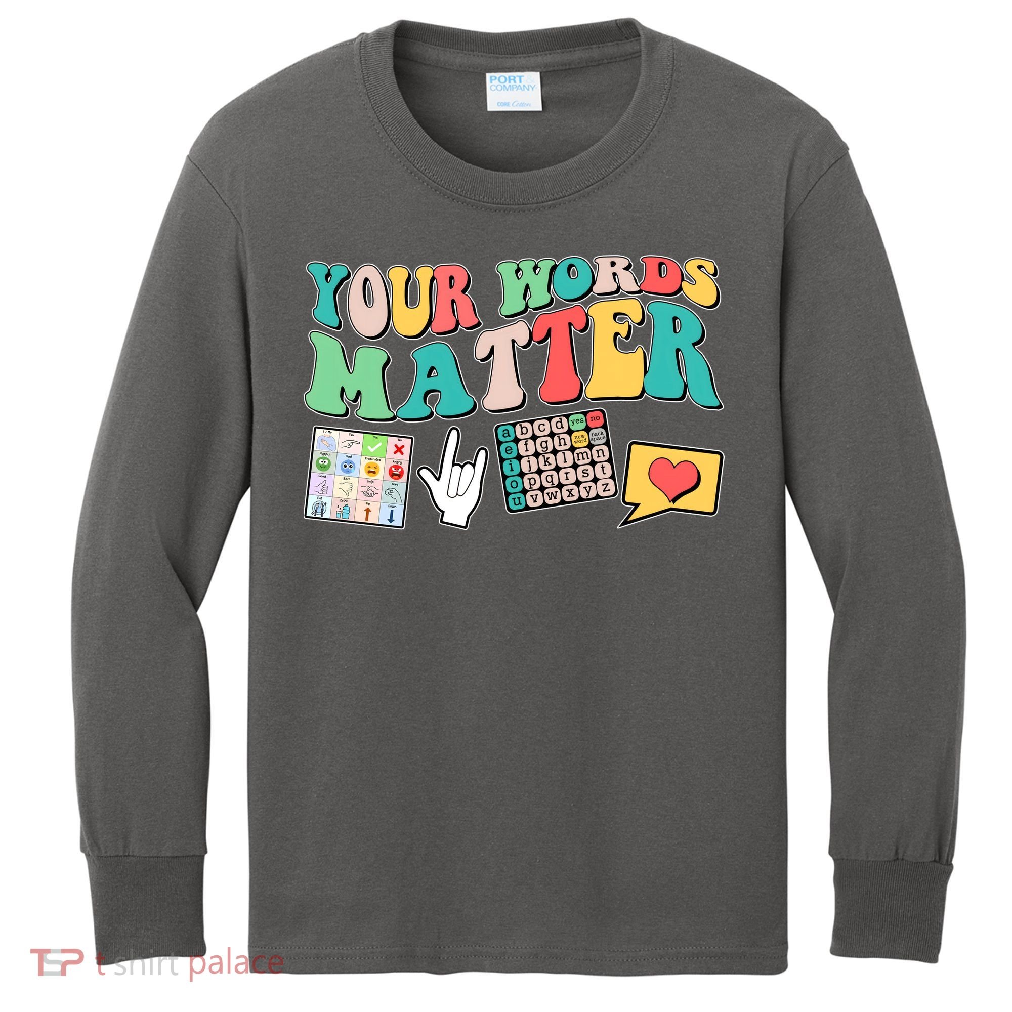 Retro Your Words Matters Speech Therapy Specialist Kids Long Sleeve Shirt