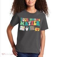 Retro Your Words Matters Speech Therapy Specialist Kids T-Shirt thumb 2