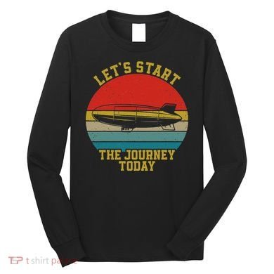 Retro Zeppelin 70s 80s Dirigible Airship Zepelin Zepplin Long Sleeve Shirt
