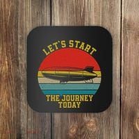 Retro Zeppelin 70s 80s Dirigible Airship Zepelin Zepplin Coaster thumb 0