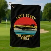 Retro Zeppelin 70s 80s Dirigible Airship Zepelin Zepplin Golf Towel thumb 1