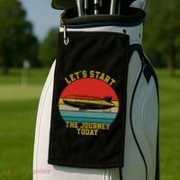 Retro Zeppelin 70s 80s Dirigible Airship Zepelin Zepplin Golf Towel thumb 2