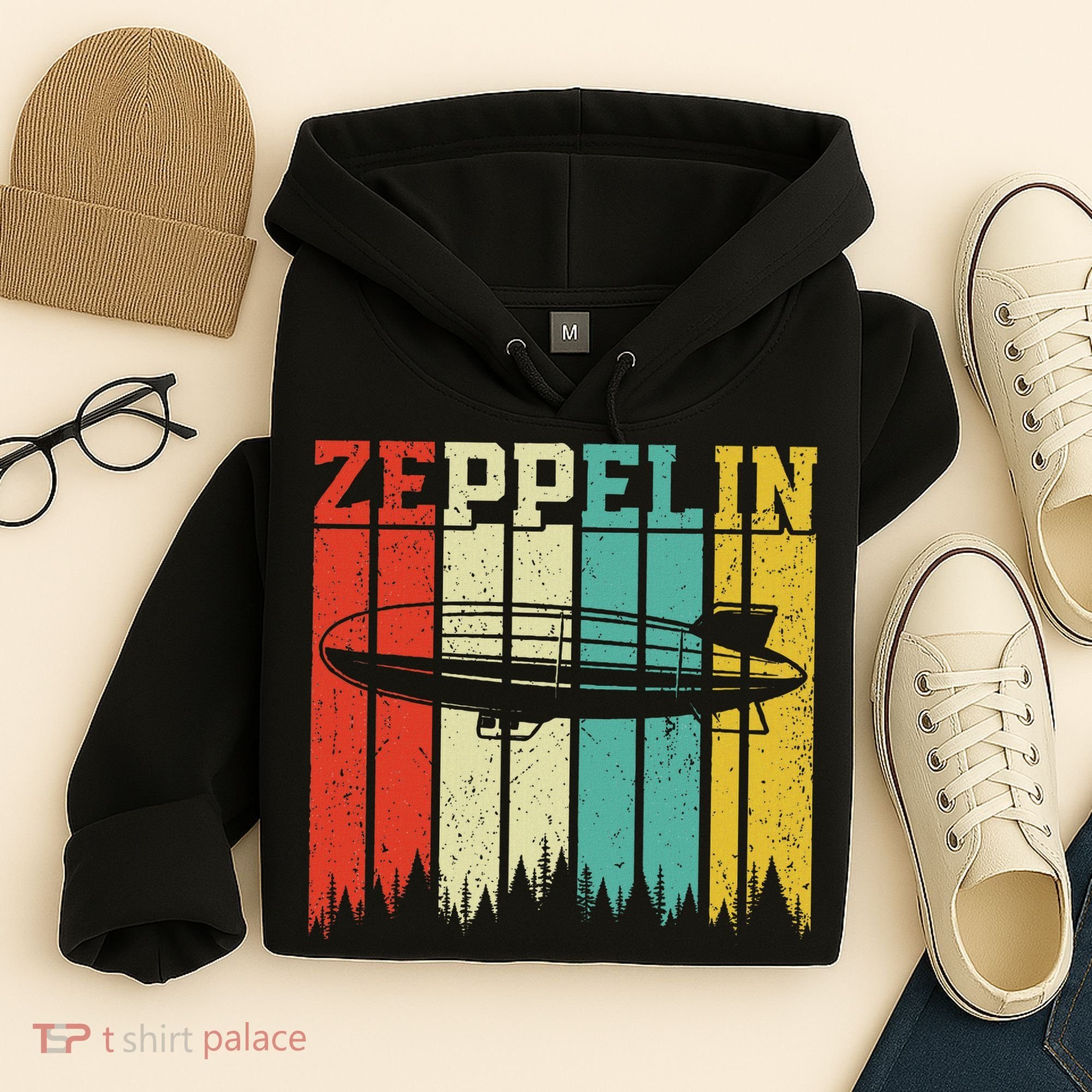 Retro Zeppelin 70s 80s Dirigible Airship Zepelin Zepplin Hoodie