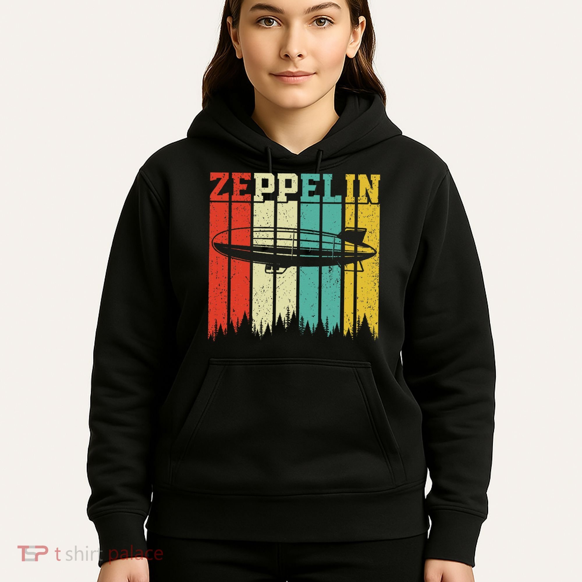 Retro Zeppelin 70s 80s Dirigible Airship Zepelin Zepplin Hoodie