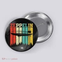 Retro Zeppelin 70s 80s Dirigible Airship Zepelin Zepplin Button thumb 0