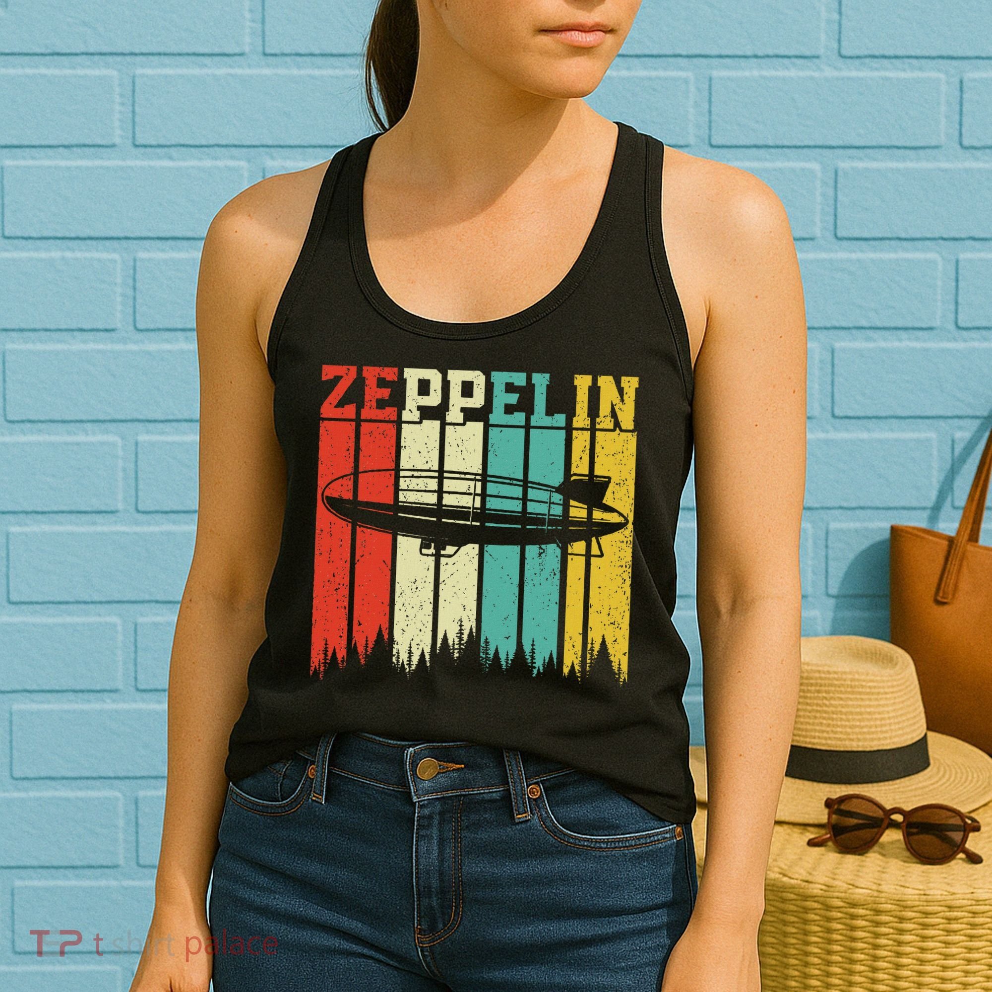 Retro Zeppelin 70s 80s Dirigible Airship Zepelin Zepplin Women's Tank Top