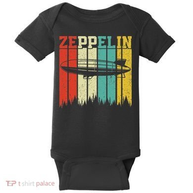 Retro Zeppelin 70s 80s Dirigible Airship Zepelin Zepplin Baby Bodysuit