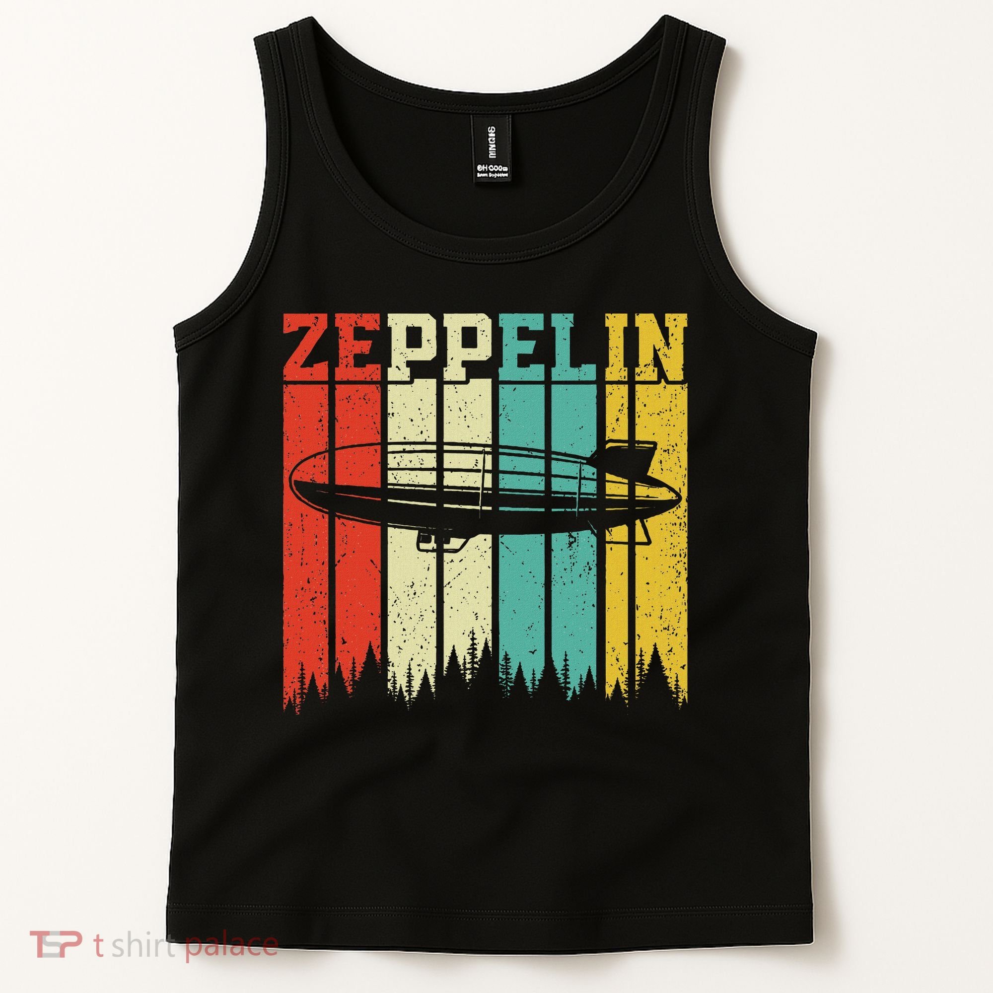 Retro Zeppelin 70s 80s Dirigible Airship Zepelin Zepplin Tank Top