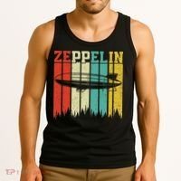 Retro Zeppelin 70s 80s Dirigible Airship Zepelin Zepplin Tank Top thumb 3
