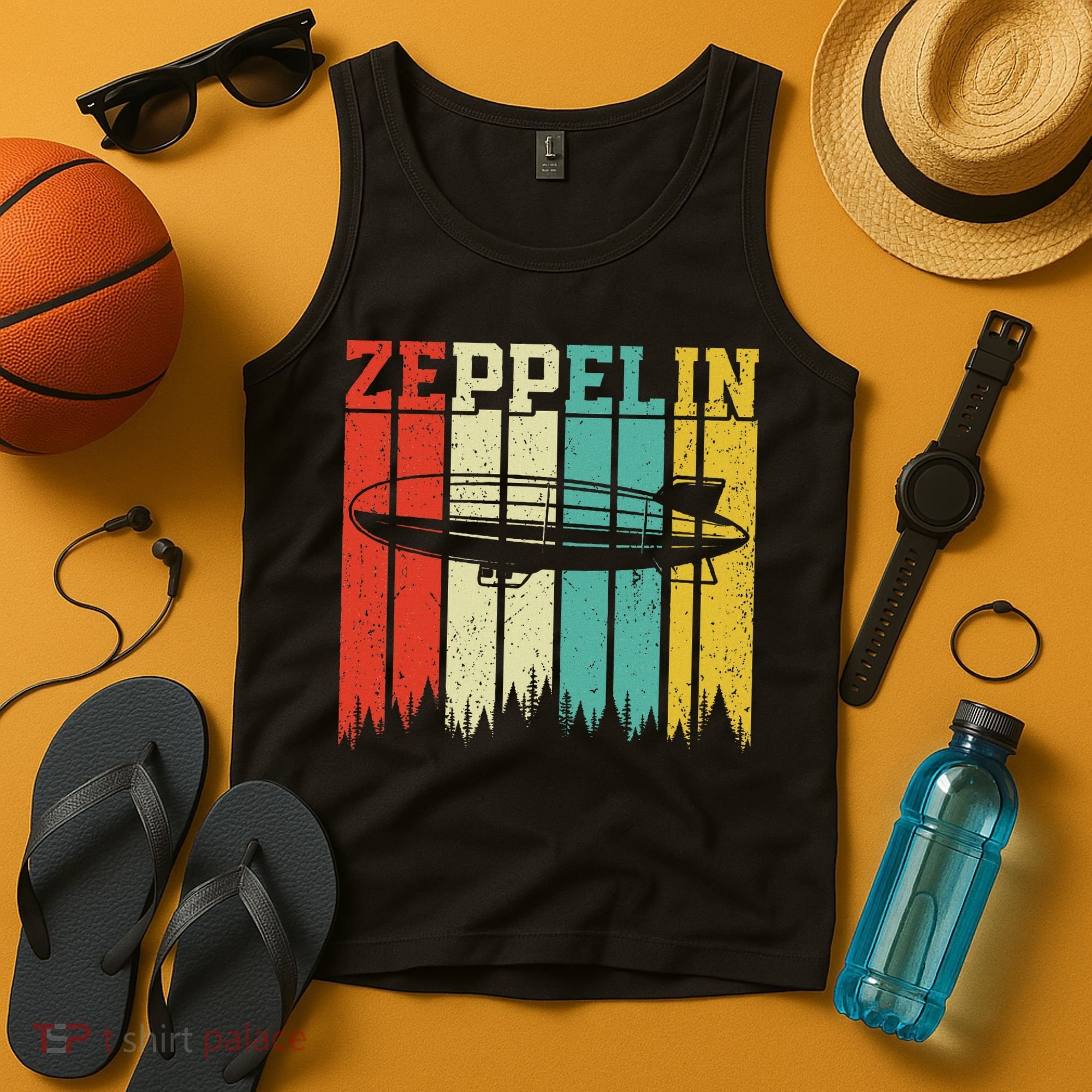 Retro Zeppelin 70s 80s Dirigible Airship Zepelin Zepplin Tank Top