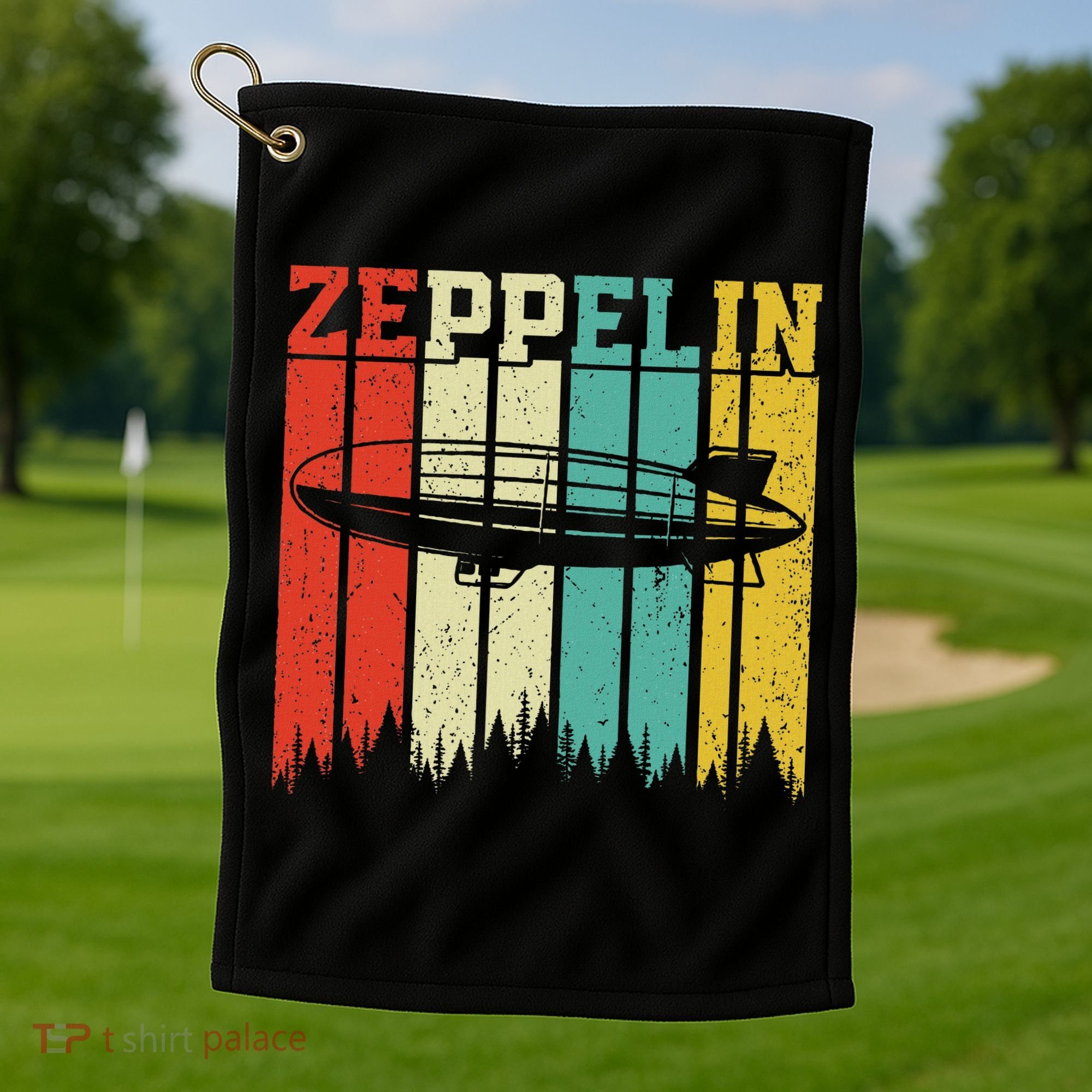 Retro Zeppelin 70s 80s Dirigible Airship Zepelin Zepplin Golf Towel