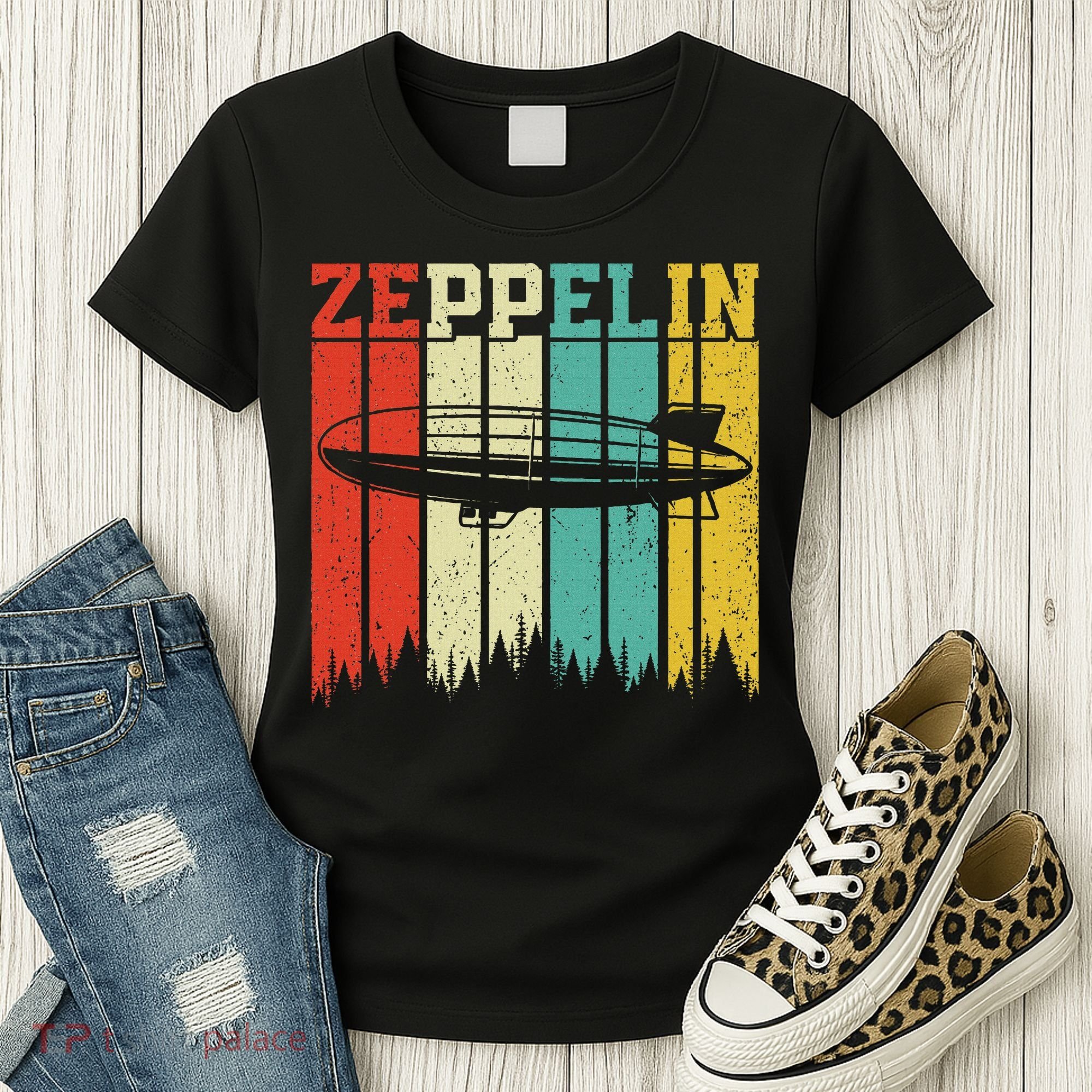 Retro Zeppelin 70s 80s Dirigible Airship Zepelin Zepplin Women's T-Shirt