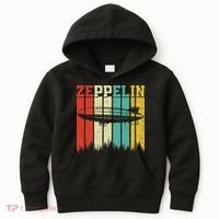 Retro Zeppelin 70s 80s Dirigible Airship Zepelin Zepplin Kids Hoodie thumb 0