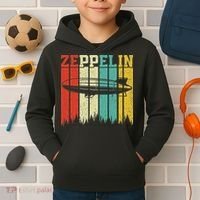 Retro Zeppelin 70s 80s Dirigible Airship Zepelin Zepplin Kids Hoodie thumb 2
