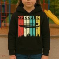 Retro Zeppelin 70s 80s Dirigible Airship Zepelin Zepplin Kids Hoodie thumb 3