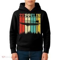 Retro Zeppelin 70s 80s Dirigible Airship Zepelin Zepplin Kids Hoodie thumb 4