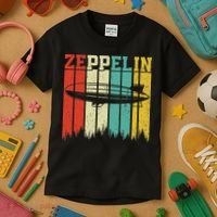 Retro Zeppelin 70s 80s Dirigible Airship Zepelin Zepplin Kids T-Shirt thumb 3